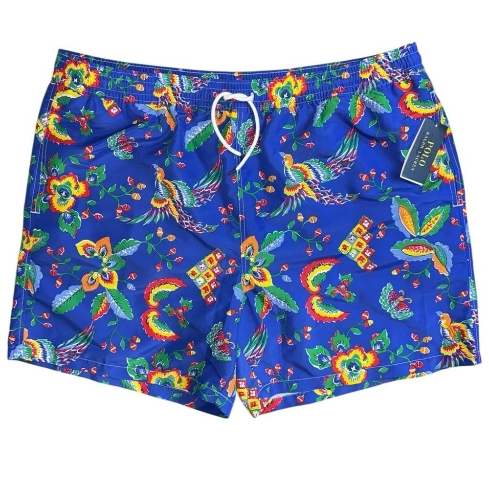 Polo Ralph Lauren Mens XLT Blue Tropical Swim Trunks Big & Tall Swim Shorts NWOT